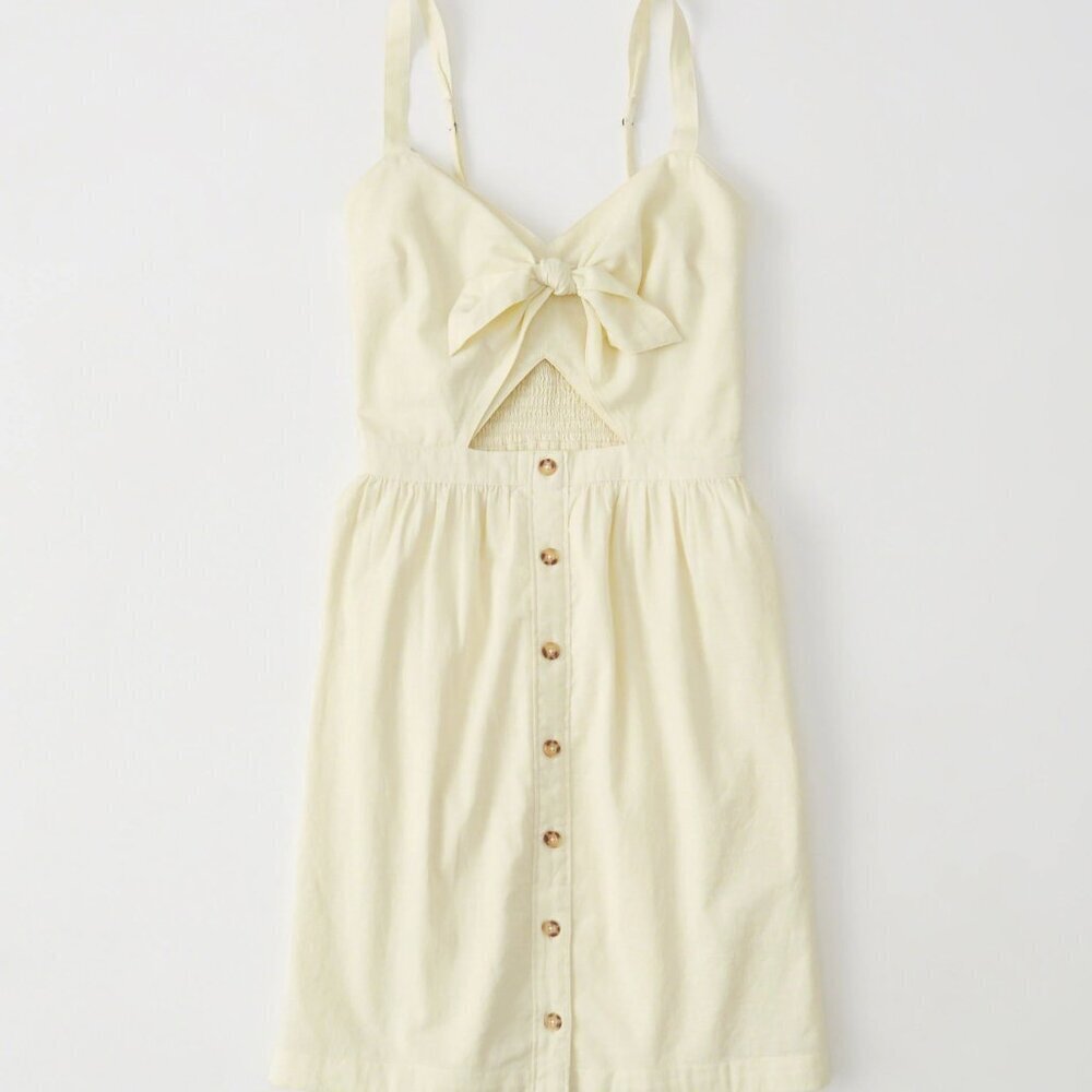 4 for $40 SALE! Abercrombie & Fitch Knot-Front Dress, Pale Yellow, Size Small - Picture 3 of 14